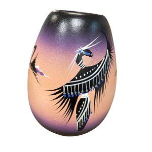 Southwestern Indian Navajo style 6.5" handpainted ceramic vase SKU 9836